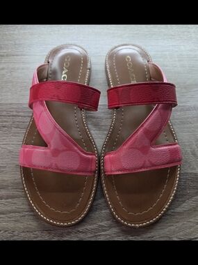 Coach Women's Harlan Signature Sandal Pink Lemonade